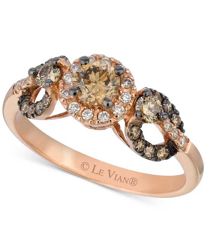 Le Vian Chocolate Diamond & Vanilla Diamond Ring (3/4 ct. .) in 14k Rose  Gold & Reviews - Rings - Jewelry & Watches - Macy's