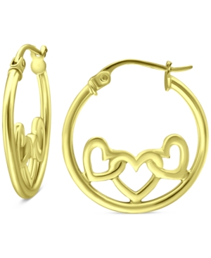 Shop Giani Bernini Heart Accent Small Hoop Earrings In 18k Gold-plated Sterling Silver, 0.75", Created For Macy's In Gold Over Silver