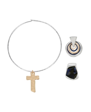 image of Robert Lee Morris Soho Cross Pendant Collar Necklace Set, 16.5