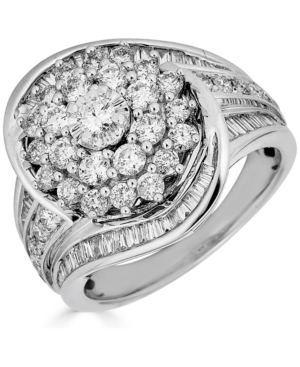 image of Diamond Cluster Swirl Ring (2 ct. t.w.) in 14k White Gold