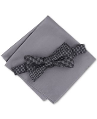 Alfani Men's Chevron Bow Tie & Solid Pocket Square Set, Created for ...