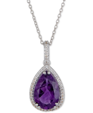 image of Amethyst (3-1/2 ct. t.w.) & White Topaz (1/4 ct. t.w.) Pendant Necklace in Sterling Silver, 16