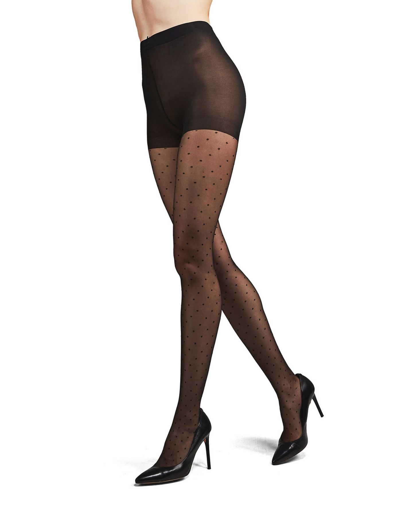 Женские колготки MeMoi Petite Point Dot Pattern Sheer Fashion Tights, цвет: Чёрный — фото 1