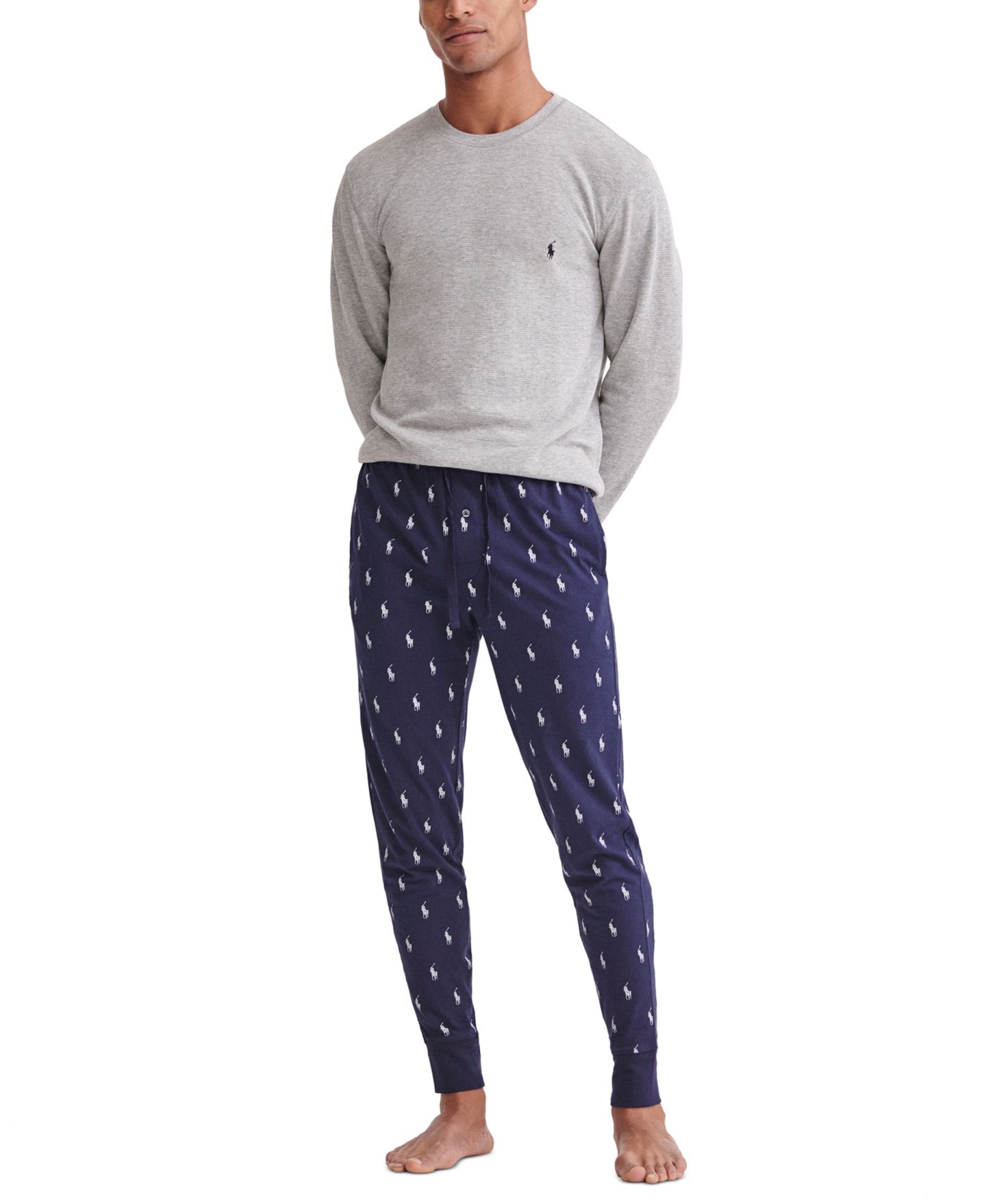 Пижамные брюки Lightweight для мужчин, хлопок — Polo Ralph Lauren, цвет: Меланжевый — фото 4