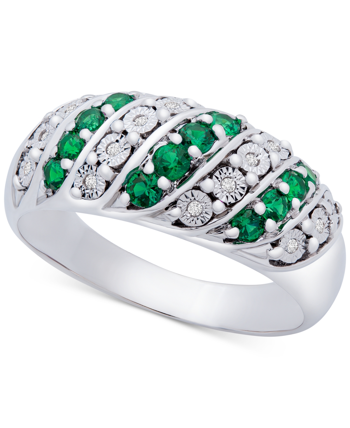 Sapphire (3/8 ct. t.w.) & Diamond (1/20 ct. t.w.) Statement Ring in Sterling Silver (Also in Ruby & - EMERALD
