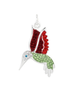 image of Fine Silver Plated Crystal Hummingbird Charm