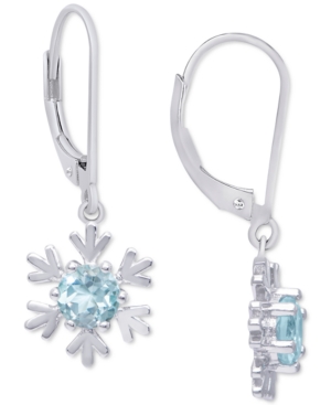image of Blue Topaz (1-1/8 ct. t.w.) & Cubic Zirconia Snowflake Drop Earrings in Sterling Silver