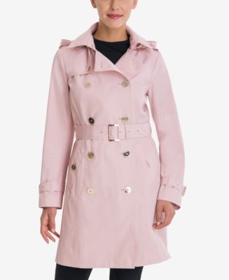 Michael Kors Petite Belted Hooded Trench Coat - Macy's