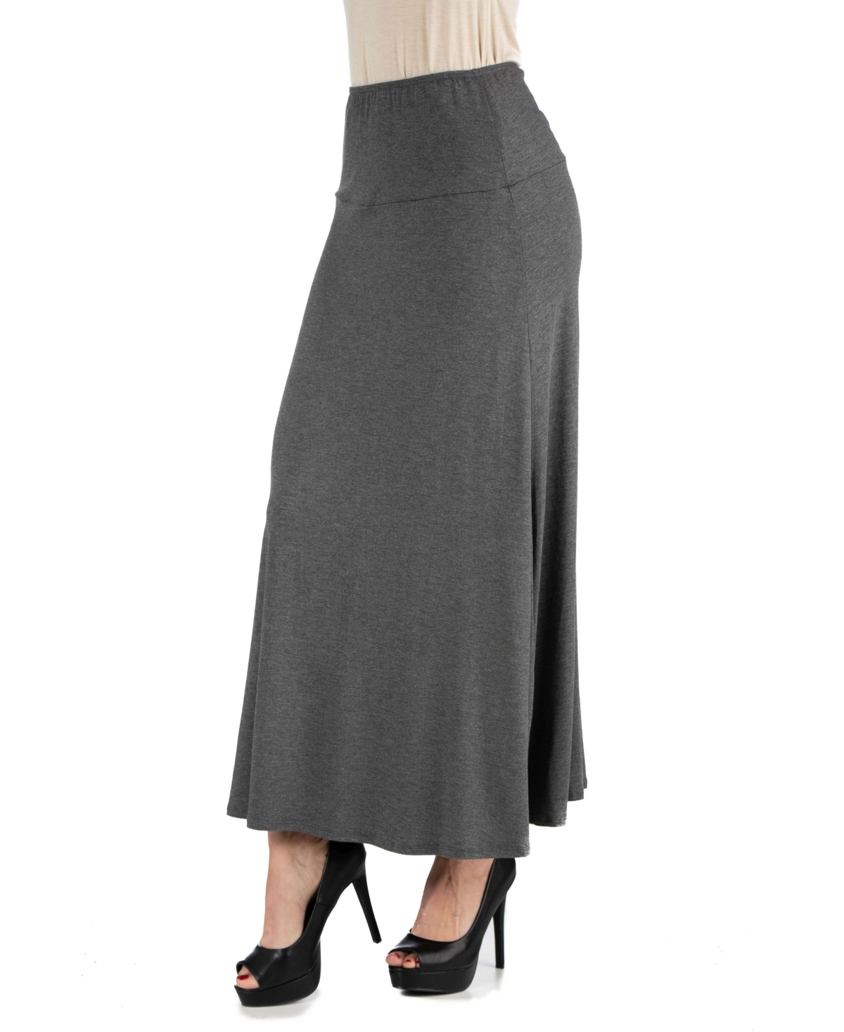 Women's Elastic Waist Maxi Skirt - Wine