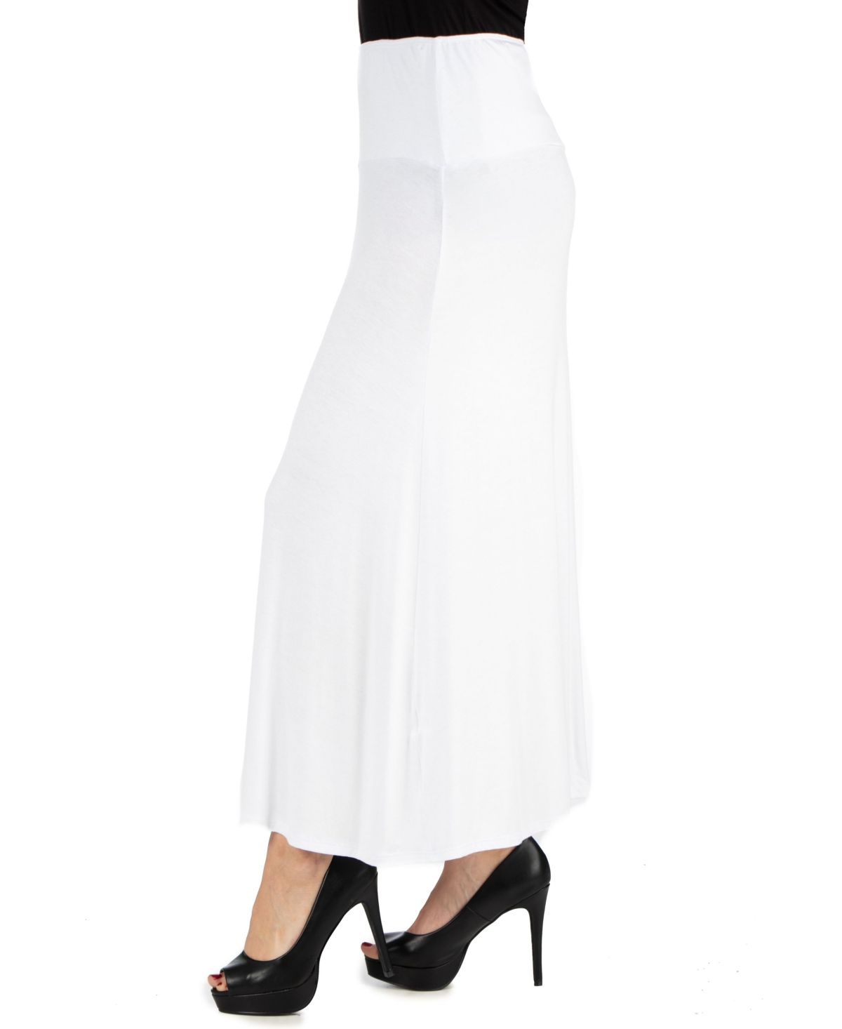 Women's Elastic Waist Maxi Skirt - Wine