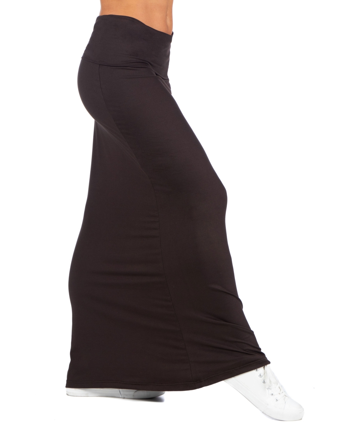 24SEVEN COMFORT APPAREL WOMEN'S COMFORTABLE FOLDOVER MAXI SKIRT 