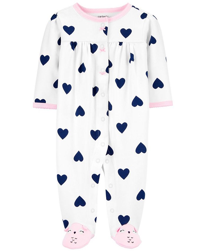 Carter's Carters Baby Girl Heart SnapUp Cotton Sleep & Play Macy's