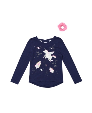 image of Epic Threads Toddler Girls Long Sleeve Graphic Tee with Match Back Scrunchie