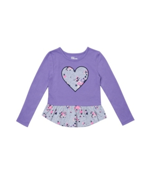 image of Epic Threads Little Girls Long Sleeve Graphic Peplum Tee