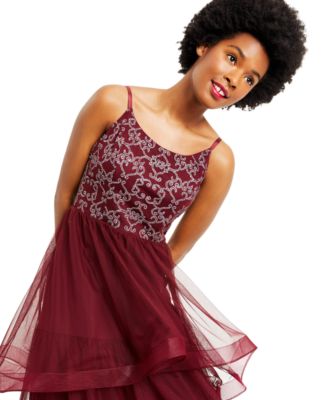 Speechless Juniors' Glitter Tiered Tulle Ball Gown