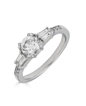 image of Diamond Engagement Ring (1 ct. t.w.) with Tapered Baguettes in 14K White Gold