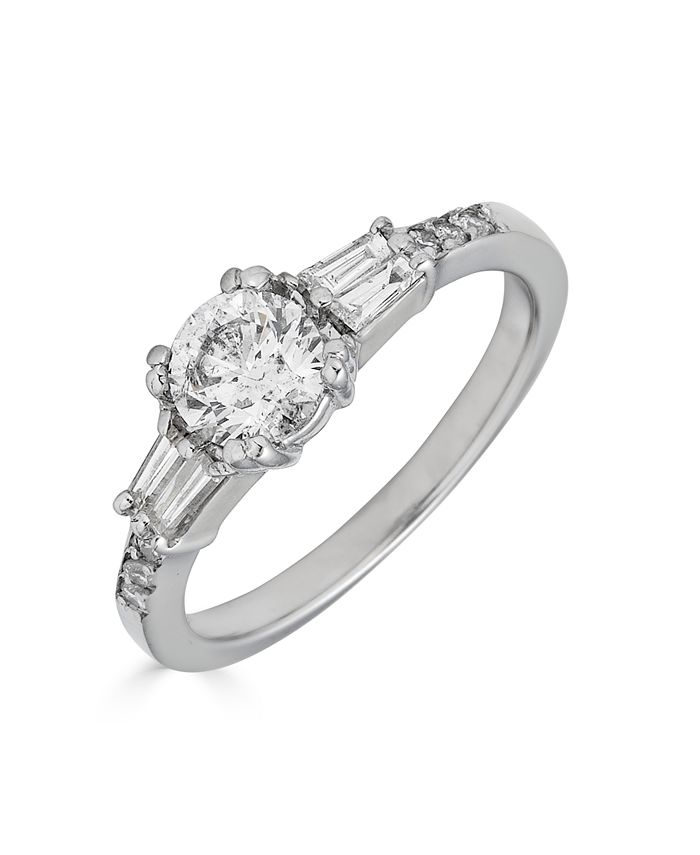 Macy's - Diamond Engagement Ring (1 ct. t.w.) with Tapered Baguettes in 14K White Gold