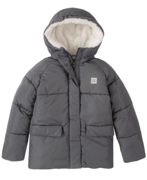 image of Big Girls Faux Fur Lined Puffer Jacket