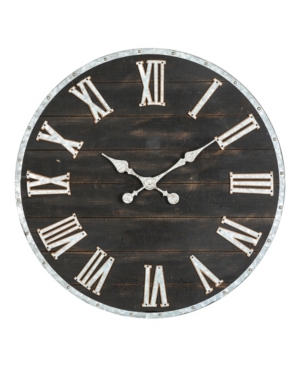 Glitzhome Oversized Farmhouse Wooden Galvanized Wall Clock In Black