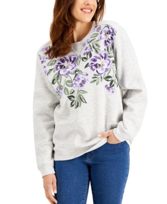 Karen Scott Floral-Print Sweatshirt, Created for Macy's - Macy's