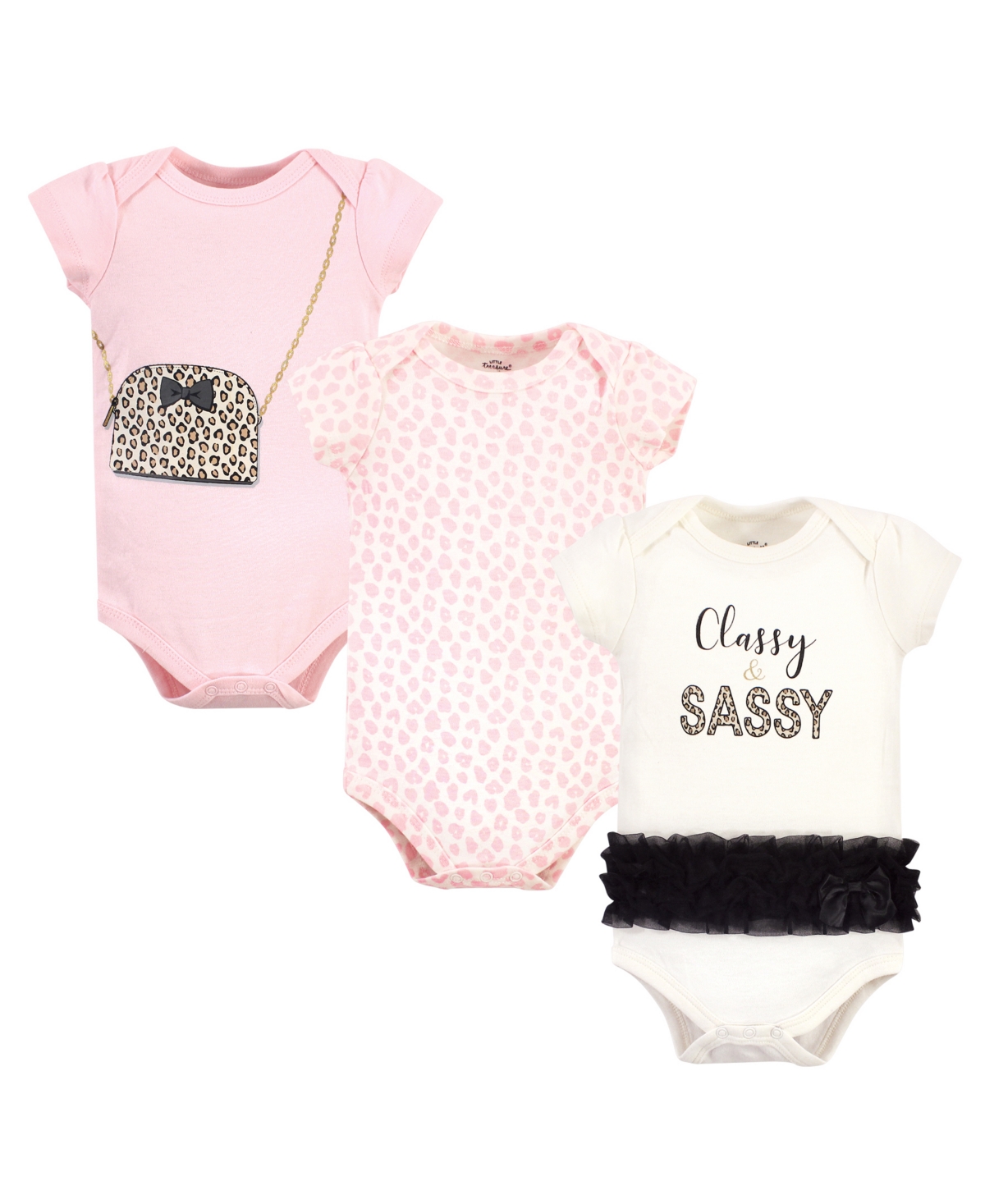 Little Treasure Baby Girls Treasure Baby Cotton Bodysuits 3pk, Classy and Sassy - Classy and sassy