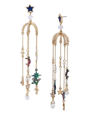 image of Betsey Johnson Celestial Charm Chandelier Earrings