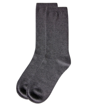 Natori Women's Solid Flat Knit Cashmere Blend Crew Socks 2 Pack