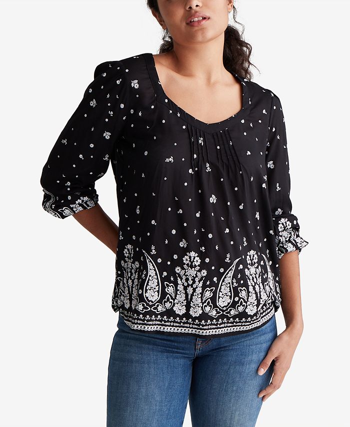 Lucky Brand Printed Peasant Top Macy's