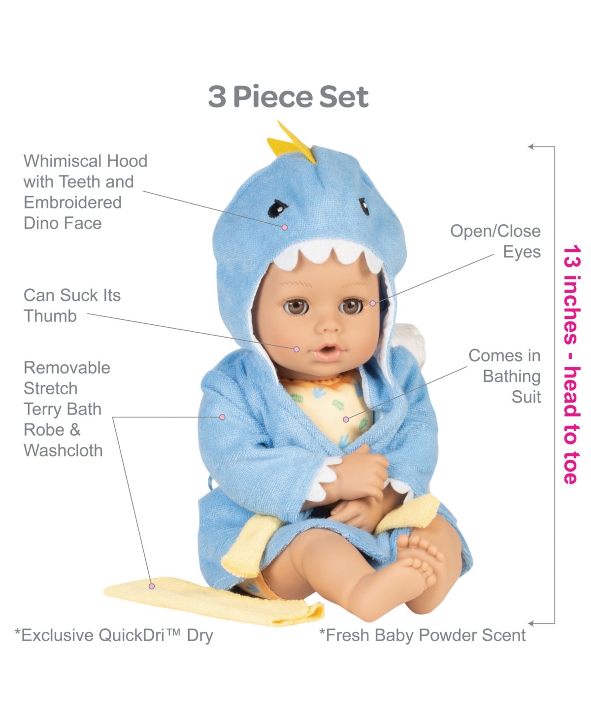 Shop Adora Bathtime Baby Dino Toy Set, 3 Piece In Multi