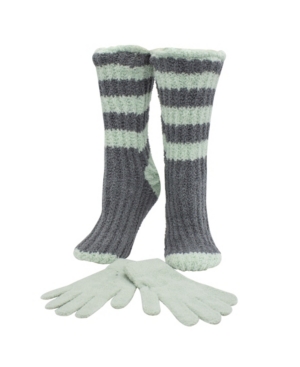 MinxNY Double Layer Lavender Scented Wine or Coffee Time Slipper Socks & Glove Set