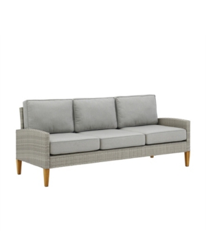 Crosley Capella Outdoor Wicker Sofa In Gray
