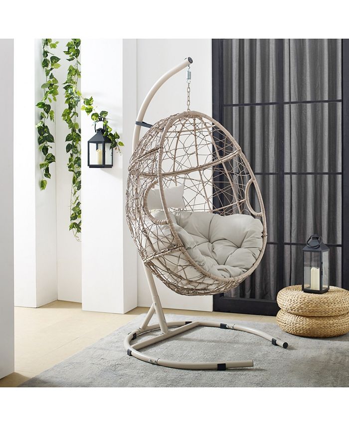 Crosley Cleo Outdoor Wicker Hanging Egg Chair Macy's