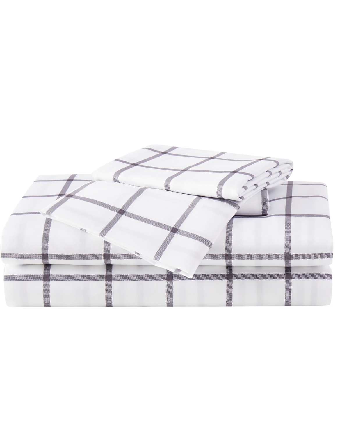 Truly Soft King 4 Pc Sheet Set In Windowpane White,charcoal Grey