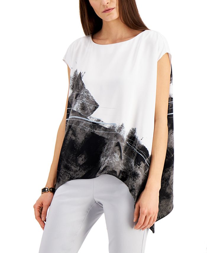 Alfani V Hem Geometric Print Top