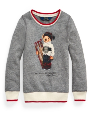 image of Little Girls Sled Bear Atlantic Terry Sweatshirt