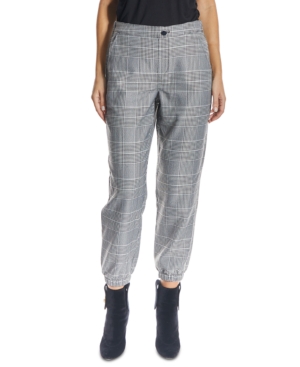 Oat High-Rise Pull-On Plaid Ankle Joggers