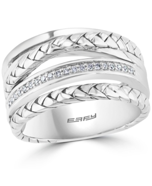 image of Effy Diamond Multi-Row Statement Ring (1/10 ct. t.w.) in Sterling Silver