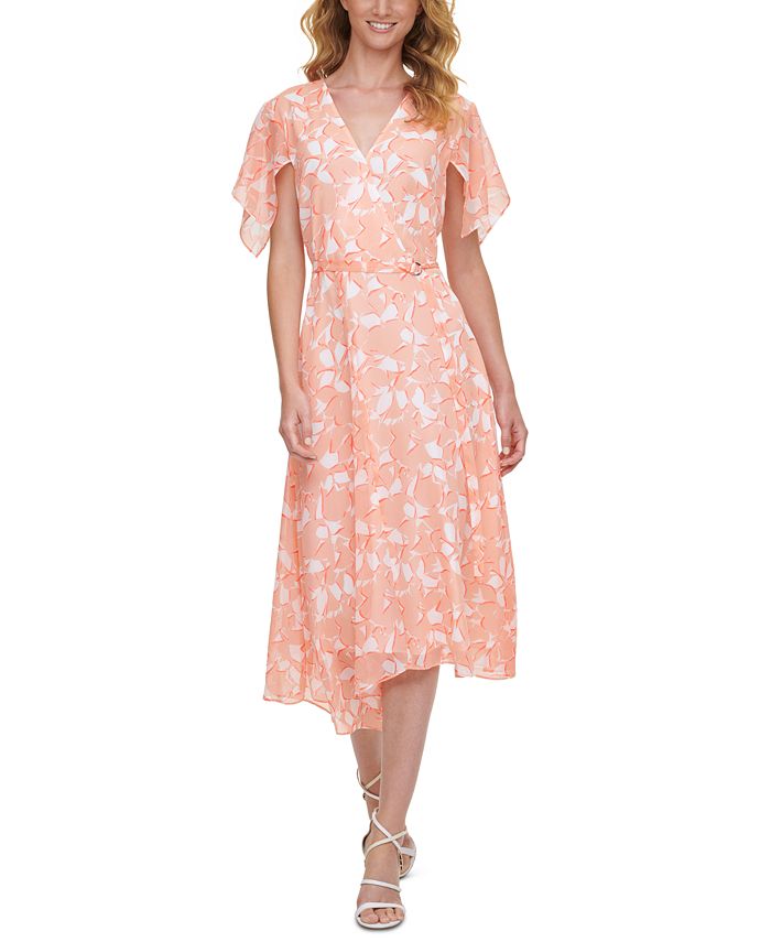 DKNY Floral-Print Wrap Dress - Macy's