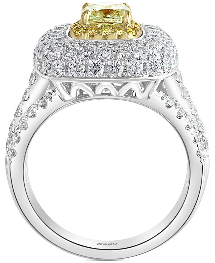 EFFY Collection - Yellow & White Diamond Halo Ring (2-3/4 ct. t.w.) in 18k Gold & White Gold