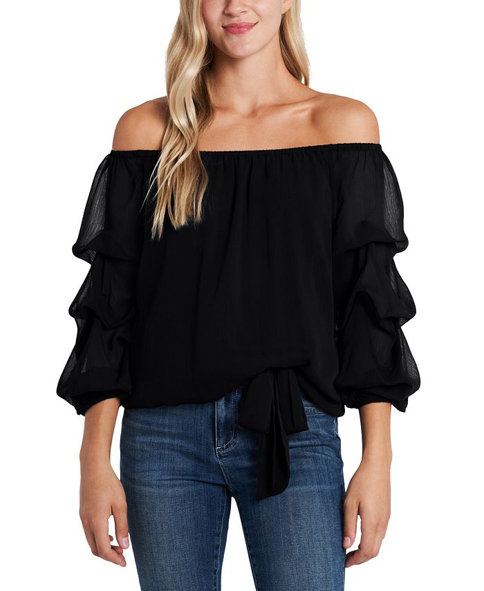 CeCe Off-the-Shoulder Ruffled-Sleeve Top - Macy's