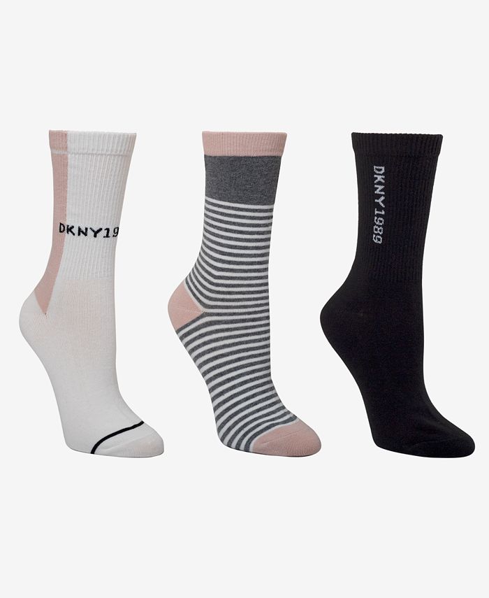 DKNY Women's 3Pk. Colorblocked Crew Socks Macy's