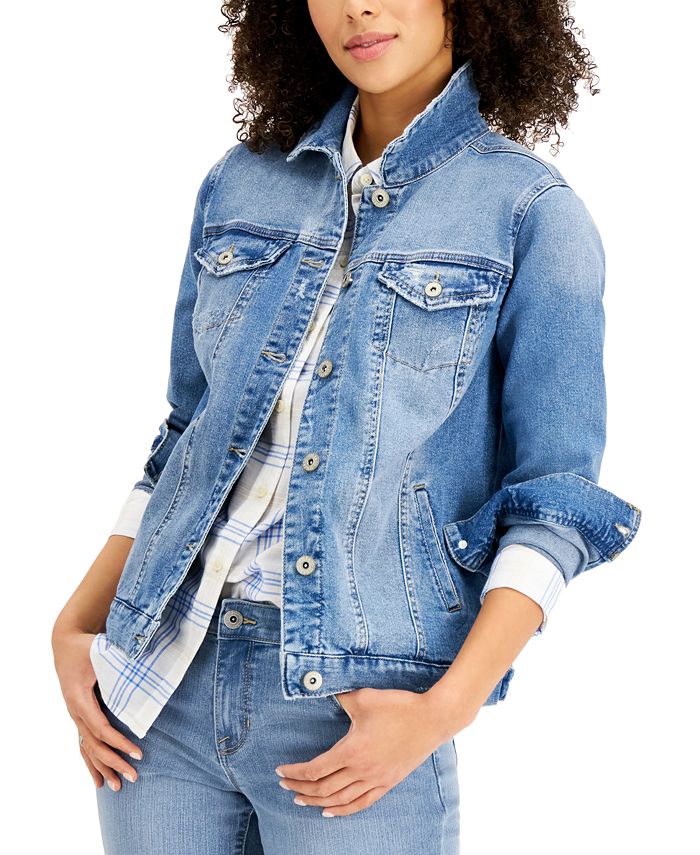 Style & Co Petite Denim Trucker Jacket, Created for Macy's & Reviews ...