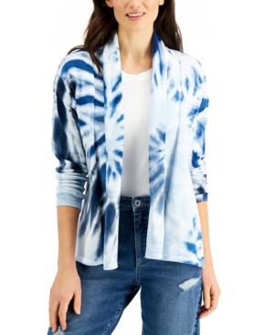 Style & Co Cotton Tie-Dyed Cardigan Created for Macy's