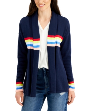 Style & Co Cotton Striped Cardigan Created for Macy's