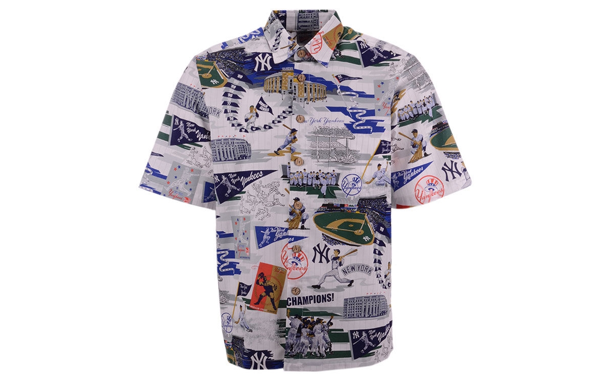 Authentic Mlb Apparel New York Yankees Men's Scenic Print Short Sleeve Shirt
