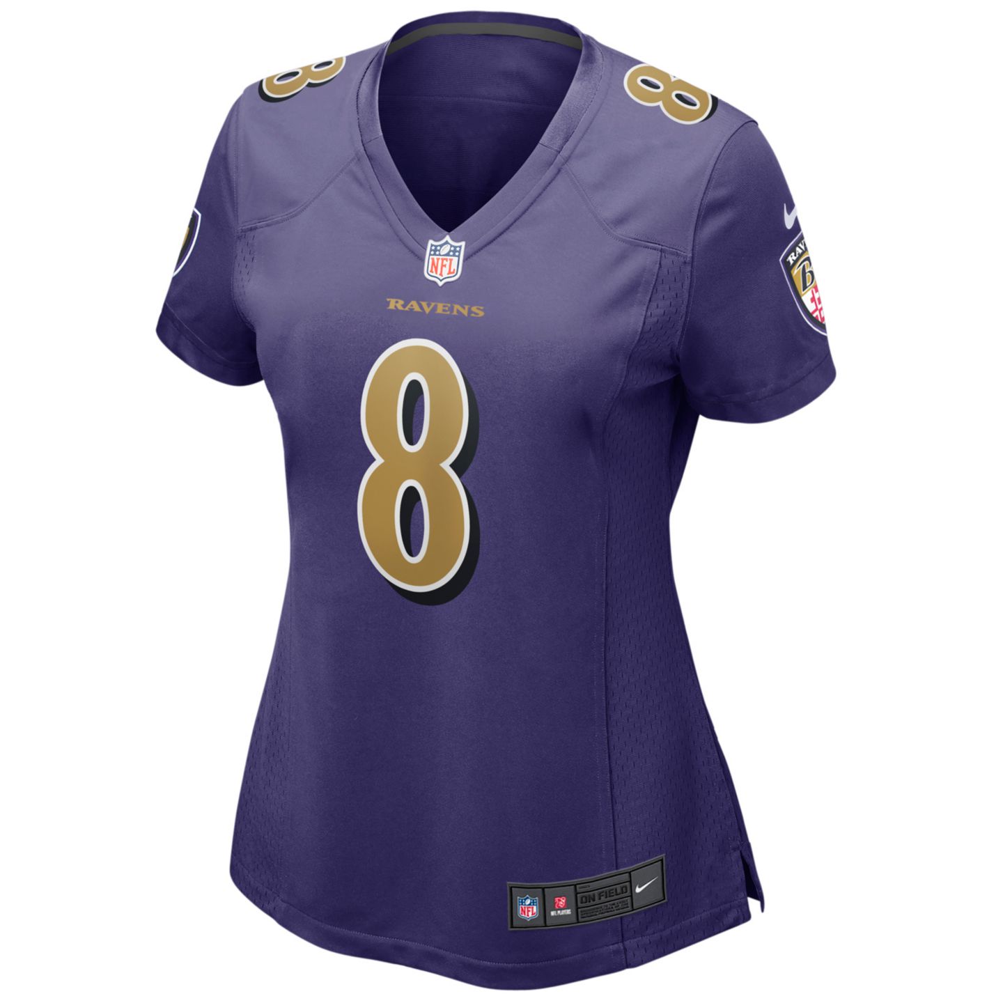 Женский топ Nike Lamar Jackson Baltimore Ravens Game Jersey, цвет: Фиолетовый / Золотой — фото 2