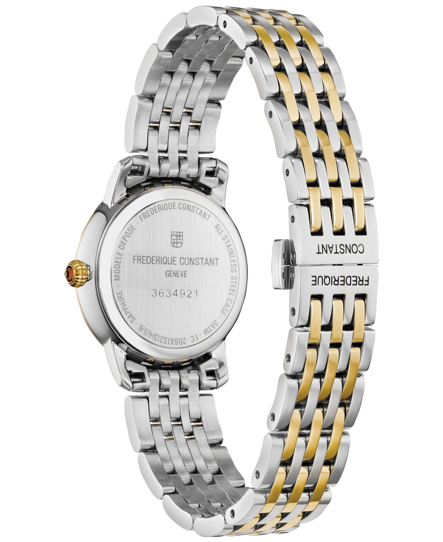 Женские часы Frederique Constant Swiss Slimline Diamond (1/20 ct. t.w.) Two-Tone Stainless Steel Bracelet Watch 30mm — фото 3