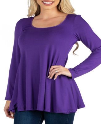 Women's Long Sleeve Swing Style Flared Tunic Top