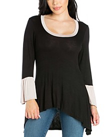 Women's Bell Sleeve High Low Tunic Top