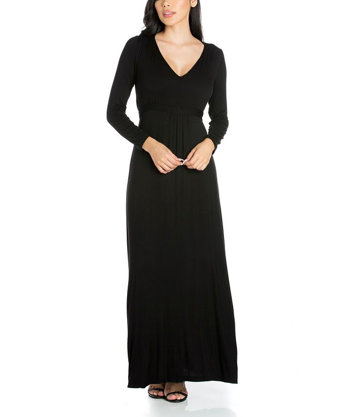 24seven Comfort Apparel Women's V-Neck Long Sleeve Maxi Dress - Macy's
